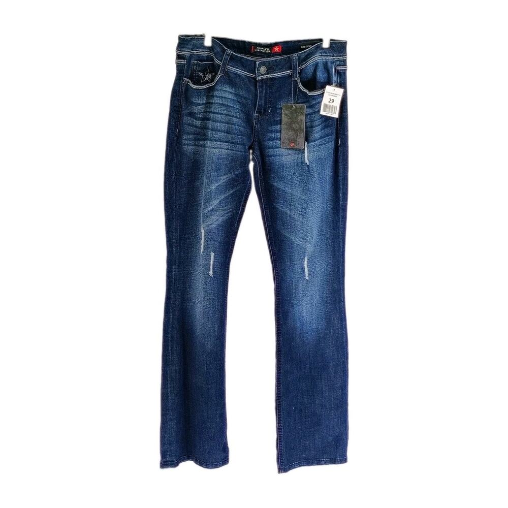 Y2K NWT Peoples Liberation Women 29x34 Dark Wash Bootcut Jeans Boho Western